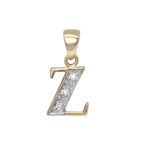 Round Necklace - 9ct Yellow Gold Natural Diamond Set Initial Pendant -Initial A - by Hearts Forever Jewellers