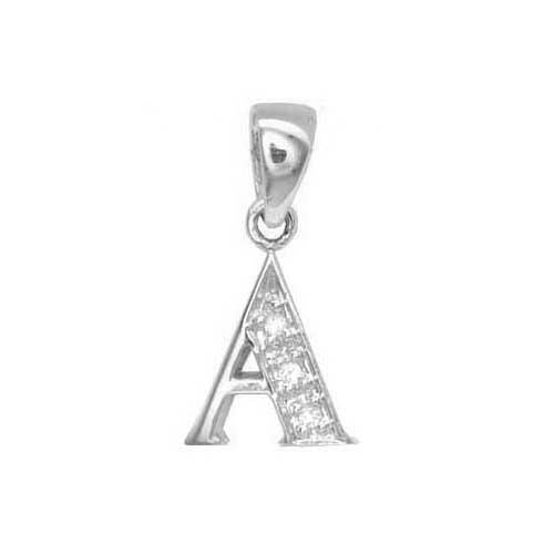 0.015ct Necklace - 9ct White Gold Natural Diamond Set Initial Pendant -Initial A - by Hearts Forever Jewellers