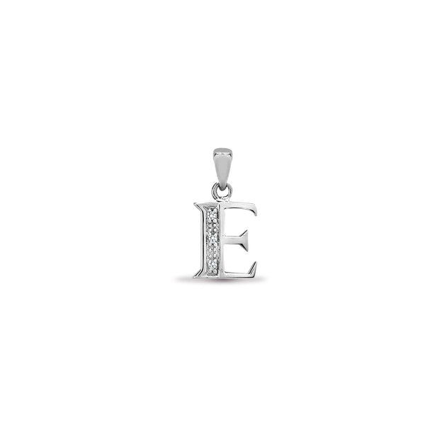 0.015ct Necklace - 9ct White Gold Natural Diamond Set Initial Pendant -Initial A - by Hearts Forever Jewellers