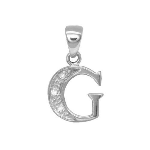 0.015ct Necklace - 9ct White Gold Natural Diamond Set Initial Pendant -Initial A - by Hearts Forever Jewellers