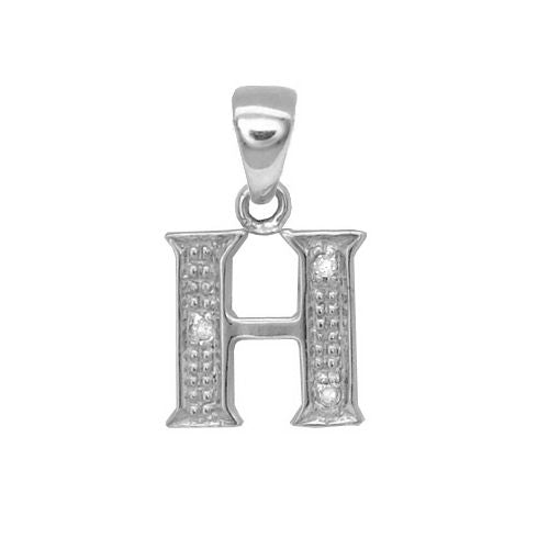 0.015ct Necklace - 9ct White Gold Natural Diamond Set Initial Pendant -Initial A - by Hearts Forever Jewellers