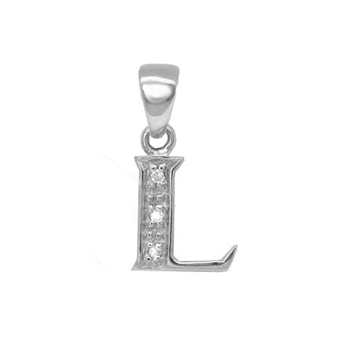 0.015ct Necklace - 9ct White Gold Natural Diamond Set Initial Pendant -Initial A - by Hearts Forever Jewellers