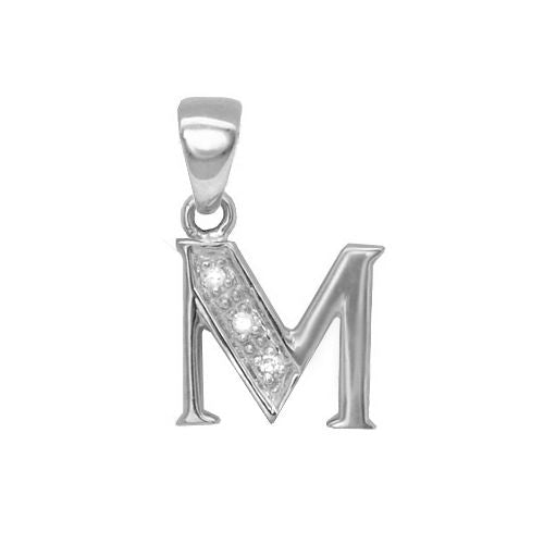 0.015ct Necklace - 9ct White Gold Natural Diamond Set Initial Pendant -Initial A - by Hearts Forever Jewellers