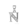 0.015ct Necklace - 9ct White Gold Natural Diamond Set Initial Pendant -Initial A - by Hearts Forever Jewellers