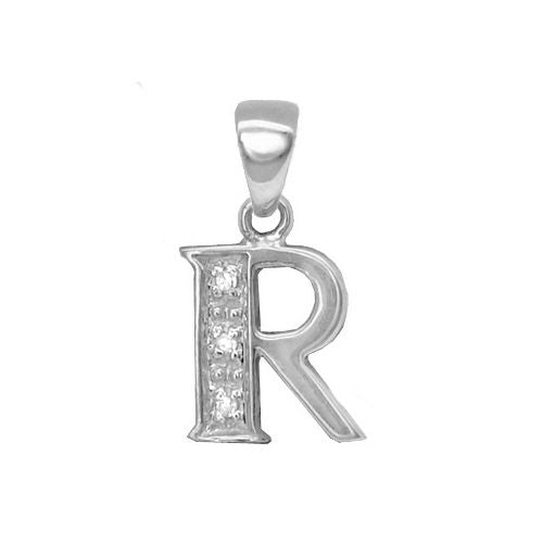 0.015ct Necklace - 9ct White Gold Natural Diamond Set Initial Pendant -Initial A - by Hearts Forever Jewellers