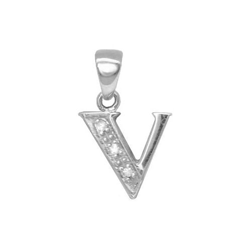 0.015ct Necklace - 9ct White Gold Natural Diamond Set Initial Pendant -Initial A - by Hearts Forever Jewellers