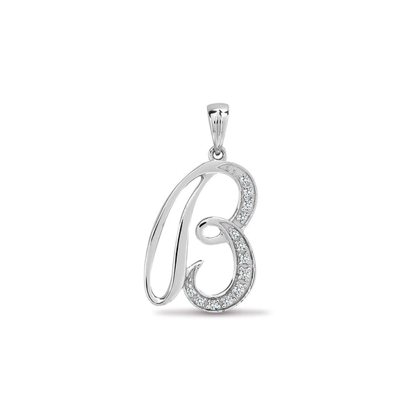 0.10ct Necklace - 9ct White Gold Natural Diamond Set Initial Pendant -Initial A - by Hearts Forever Jewellers