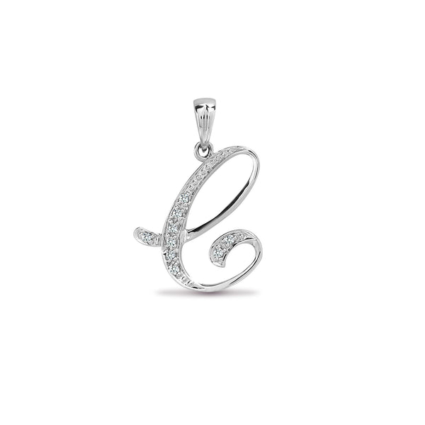 0.10ct Necklace - 9ct White Gold Natural Diamond Set Initial Pendant -Initial A - by Hearts Forever Jewellers