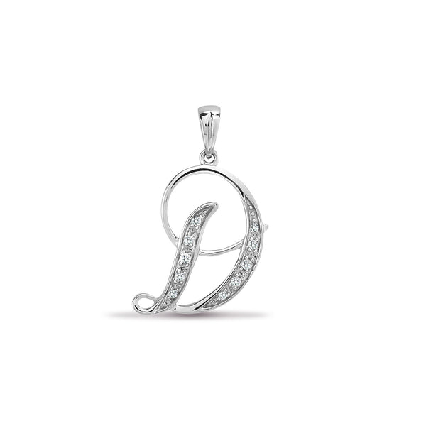 0.10ct Necklace - 9ct White Gold Natural Diamond Set Initial Pendant -Initial A - by Hearts Forever Jewellers