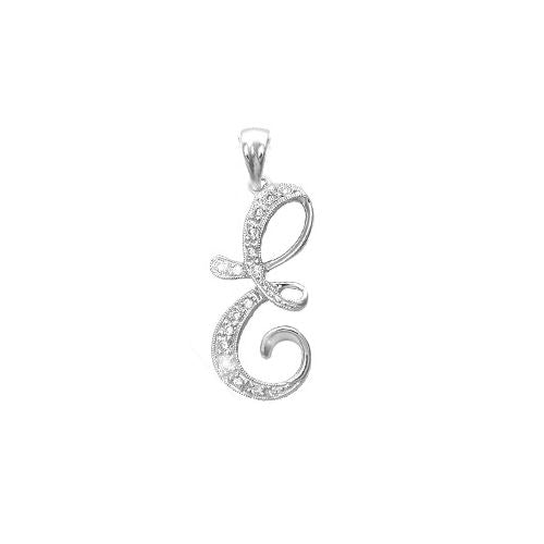 0.10ct Necklace - 9ct White Gold Natural Diamond Set Initial Pendant -Initial A - by Hearts Forever Jewellers