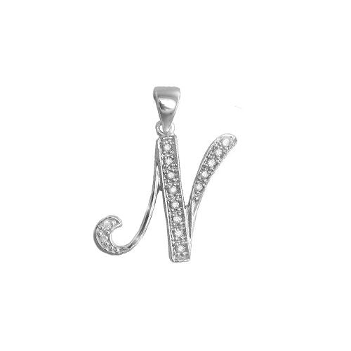 0.10ct Necklace - 9ct White Gold Natural Diamond Set Initial Pendant -Initial A - by Hearts Forever Jewellers