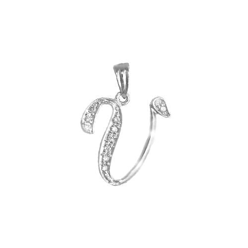 0.10ct Necklace - 9ct White Gold Natural Diamond Set Initial Pendant -Initial A - by Hearts Forever Jewellers