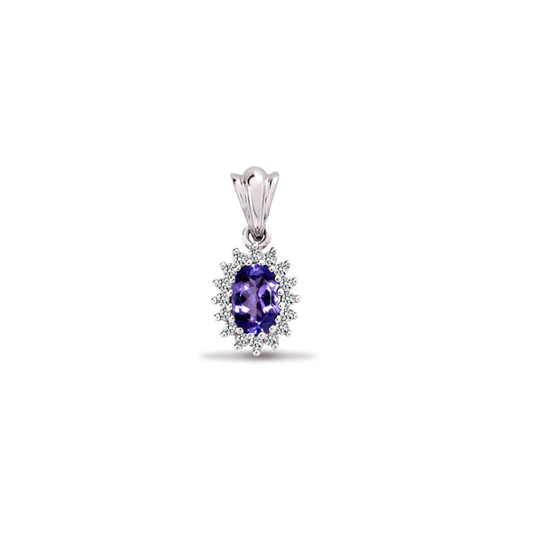 0.12ct Necklace - 9ct White Gold Natural Diamond And Tanzanite Pendant - by Hearts Forever Jewellers