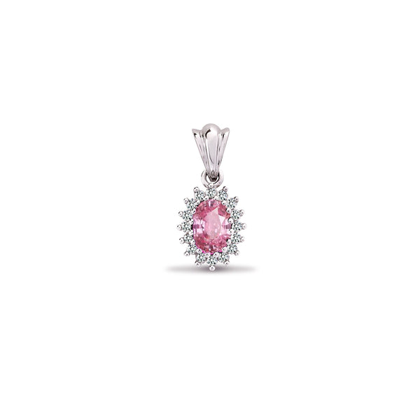0.12ct Necklace - 9ct White Gold Natural Diamond And Pink Sapphire Pendant - by Hearts Forever Jewellers