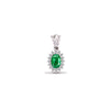 0.12ct Necklace - 9ct White Gold Natural Diamond And Emerald Pendant - by Hearts Forever Jewellers