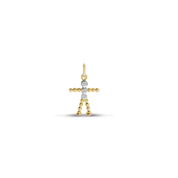 0.05ct Necklace - 9ct Yellow Gold Natural Diamond Corn dolly Boy Pendant - by Hearts Forever Jewellers