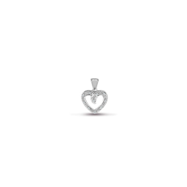 0.05ct Necklace - 9ct White Gold Natural Diamond Heart Pendant - by Hearts Forever Jewellers