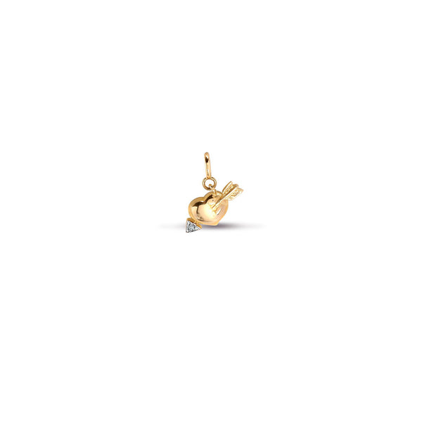 0.01ct Necklace - 9ct Yellow Gold Natural Diamond Heart / Arrow Pendant - by Hearts Forever Jewellers