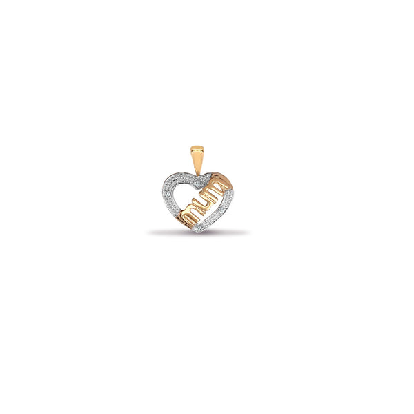 0.02ct Necklace - 9ct Yellow Gold Natural Diamond Heart / Mum Pendant - by Hearts Forever Jewellers