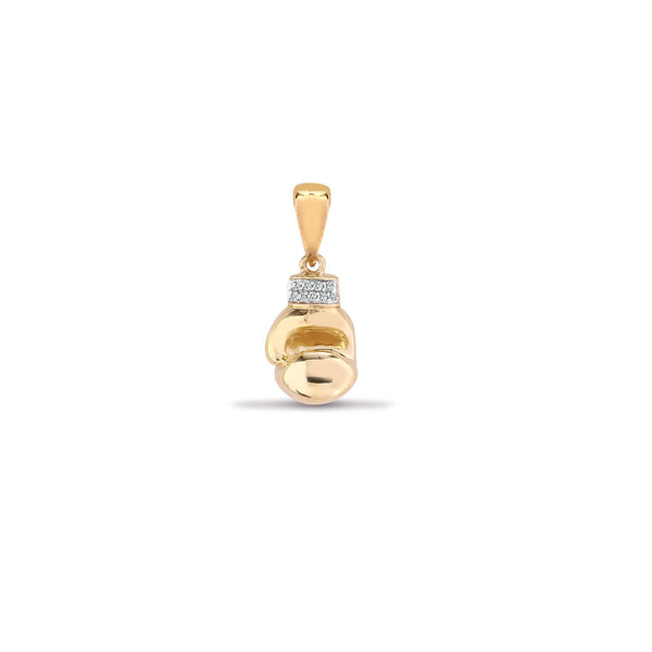 0.06ct Necklace - 9ct Yellow Gold Natural Diamond Boxing Glove Pendant - by Hearts Forever Jewellers