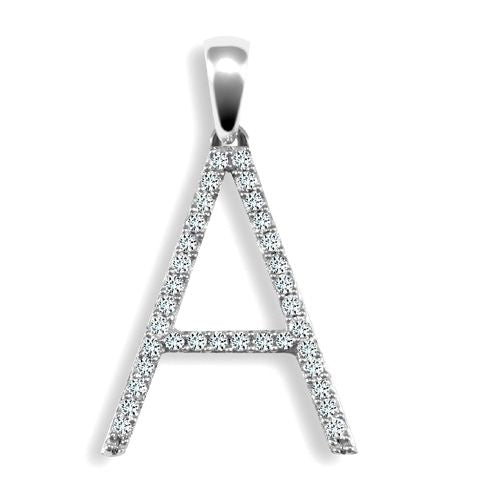 Diamond Necklace - 9ct White Gold Natural Diamond Set Initial Pendant - by Hearts Forever Jewellers