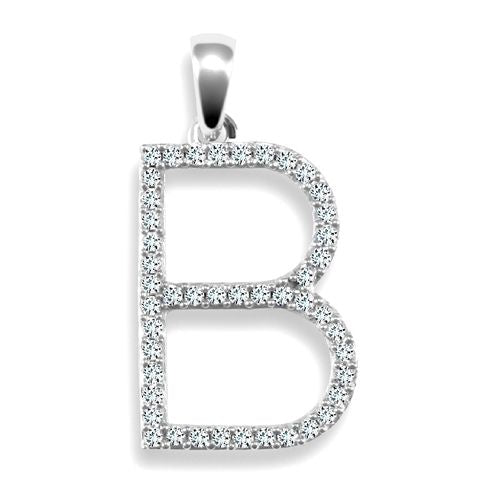 Diamond Necklace - 9ct White Gold Natural Diamond Set Initial Pendant - by Hearts Forever Jewellers