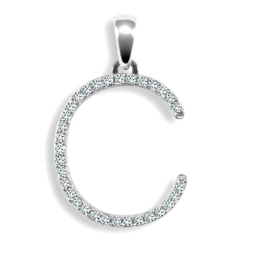 Diamond Necklace - 9ct White Gold Natural Diamond Set Initial Pendant - by Hearts Forever Jewellers