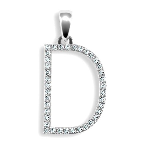 Diamond Necklace - 9ct White Gold Natural Diamond Set Initial Pendant - by Hearts Forever Jewellers