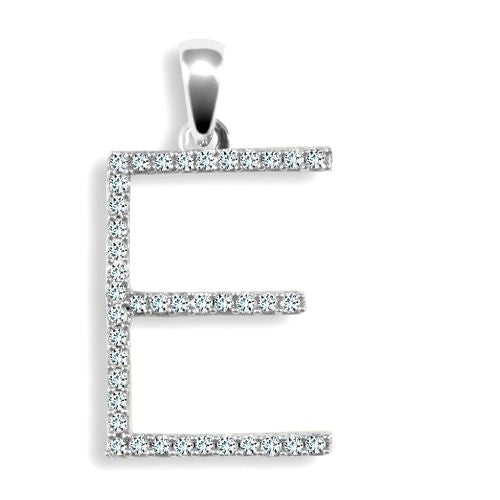 Diamond Necklace - 9ct White Gold Natural Diamond Set Initial Pendant - by Hearts Forever Jewellers