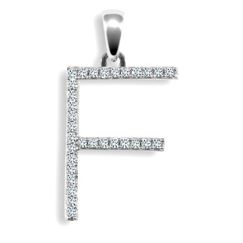Diamond Necklace - 9ct White Gold Natural Diamond Set Initial Pendant - by Hearts Forever Jewellers