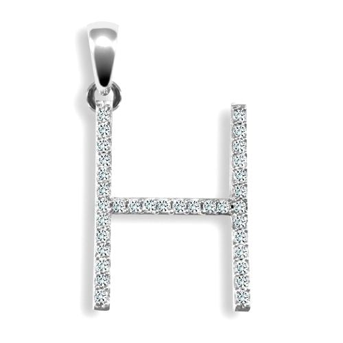 Diamond Necklace - 9ct White Gold Natural Diamond Set Initial Pendant - by Hearts Forever Jewellers