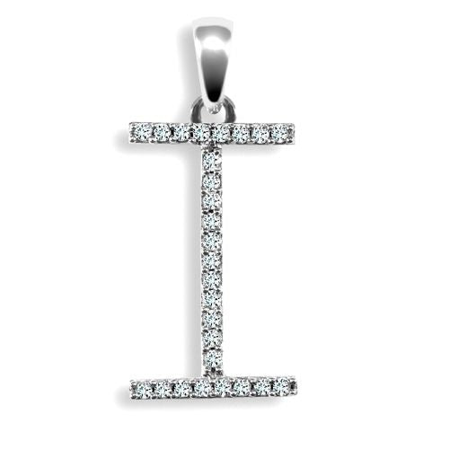 Diamond Necklace - 9ct White Gold Natural Diamond Set Initial Pendant - by Hearts Forever Jewellers
