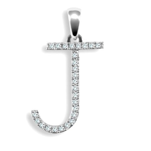 Diamond Necklace - 9ct White Gold Natural Diamond Set Initial Pendant - by Hearts Forever Jewellers