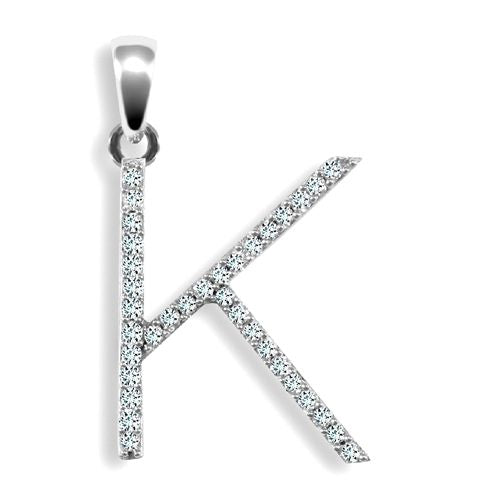 Diamond Necklace - 9ct White Gold Natural Diamond Set Initial Pendant - by Hearts Forever Jewellers
