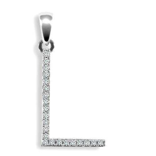 Diamond Necklace - 9ct White Gold Natural Diamond Set Initial Pendant - by Hearts Forever Jewellers