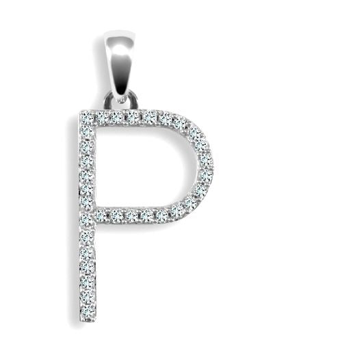 Diamond Necklace - 9ct White Gold Natural Diamond Set Initial Pendant - by Hearts Forever Jewellers