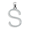 Diamond Necklace - 9ct White Gold Natural Diamond Set Initial Pendant - by Hearts Forever Jewellers