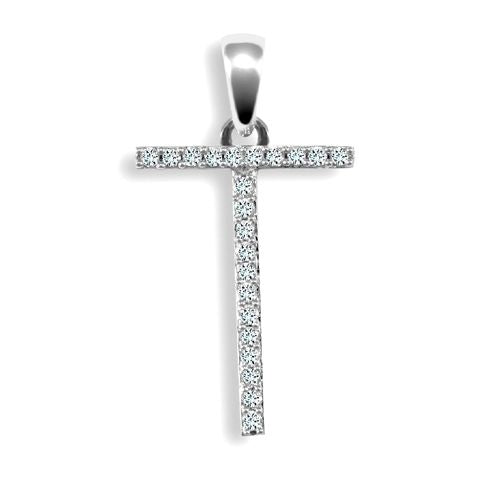 Diamond Necklace - 9ct White Gold Natural Diamond Set Initial Pendant - by Hearts Forever Jewellers