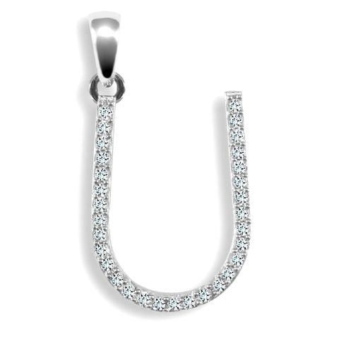 Diamond Necklace - 9ct White Gold Natural Diamond Set Initial Pendant - by Hearts Forever Jewellers