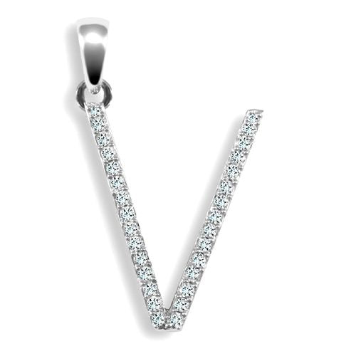 Diamond Necklace - 9ct White Gold Natural Diamond Set Initial Pendant - by Hearts Forever Jewellers