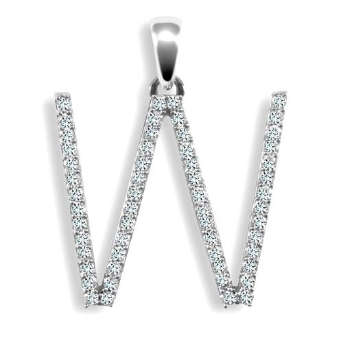Diamond Necklace - 9ct White Gold Natural Diamond Set Initial Pendant - by Hearts Forever Jewellers