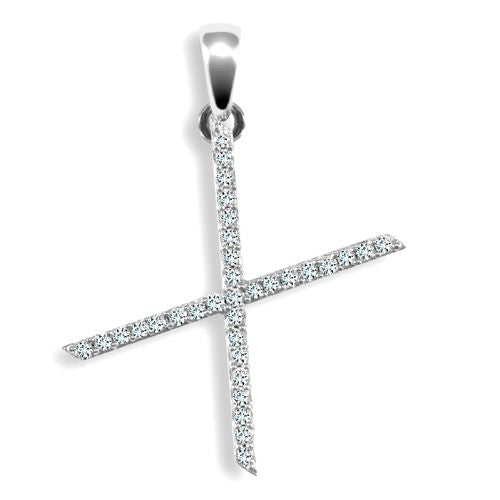 Diamond Necklace - 9ct White Gold Natural Diamond Set Initial Pendant - by Hearts Forever Jewellers