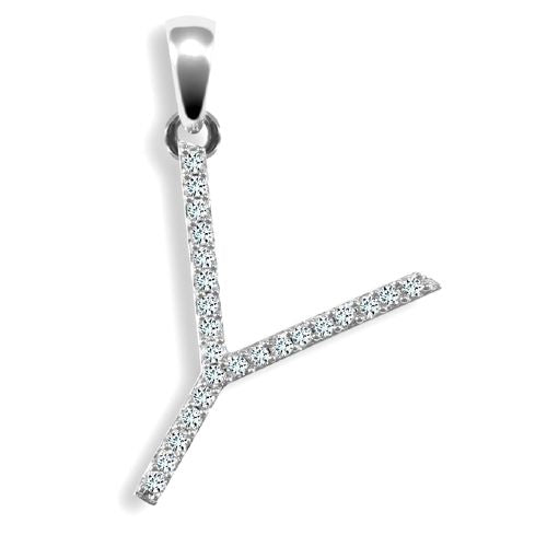 Diamond Necklace - 9ct White Gold Natural Diamond Set Initial Pendant - by Hearts Forever Jewellers