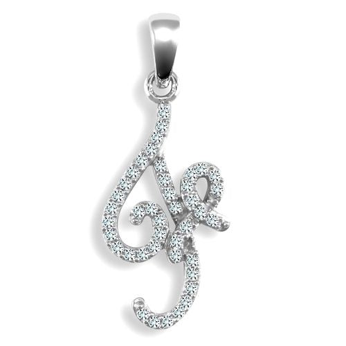 Diamond Necklace - 9ct White Gold Natural Diamond Set Initial Pendant - by Hearts Forever Jewellers