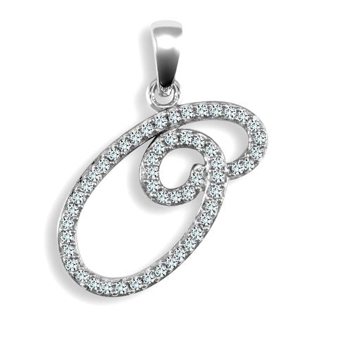 Diamond Necklace - 9ct White Gold Natural Diamond Set Initial Pendant - by Hearts Forever Jewellers