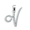 Diamond Necklace - 9ct White Gold Natural Diamond Set Initial Pendant - by Hearts Forever Jewellers