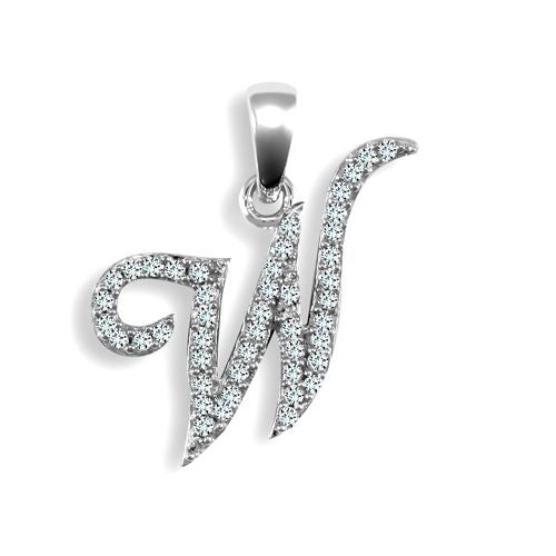 Diamond Necklace - 9ct White Gold Natural Diamond Set Initial Pendant - by Hearts Forever Jewellers