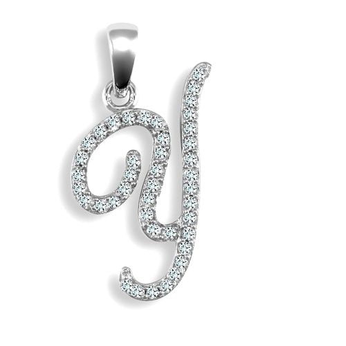 Diamond Necklace - 9ct White Gold Natural Diamond Set Initial Pendant - by Hearts Forever Jewellers