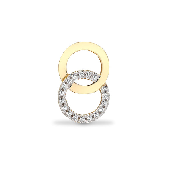 Diamond Necklace - 9ct Yellow 0.10ct Natural Diamond 2 Circle Pendant - by Hearts Forever Jewellers
