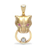 Necklace - 9ct Yellow Dia-3pts P.Saph-7pts Panther Pendant - by Hearts Forever Jewellers